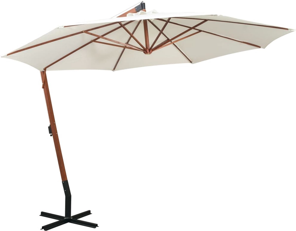 ZweefParasol | Zonnescherm | Tuinparasol met houten paal 350 cm wit (6932537147610)
