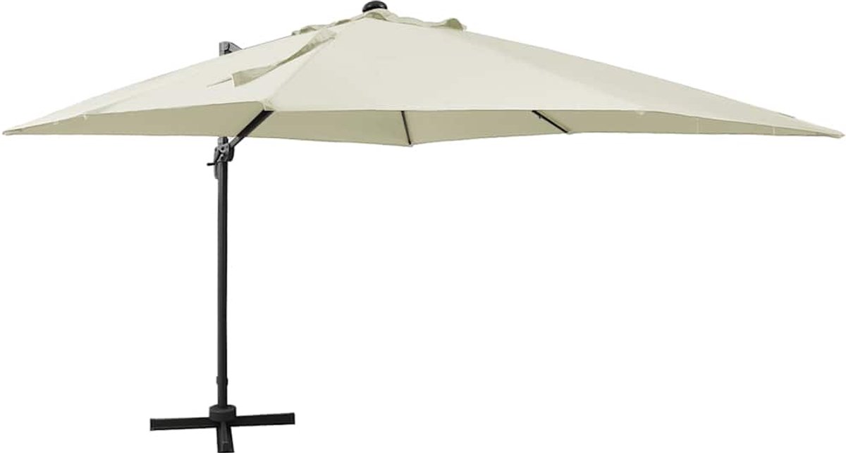 ZweefParasol | Zonnescherm | Tuinparasol met paal en LED-verlichting 300 cm zandkleurig (6932537148211)