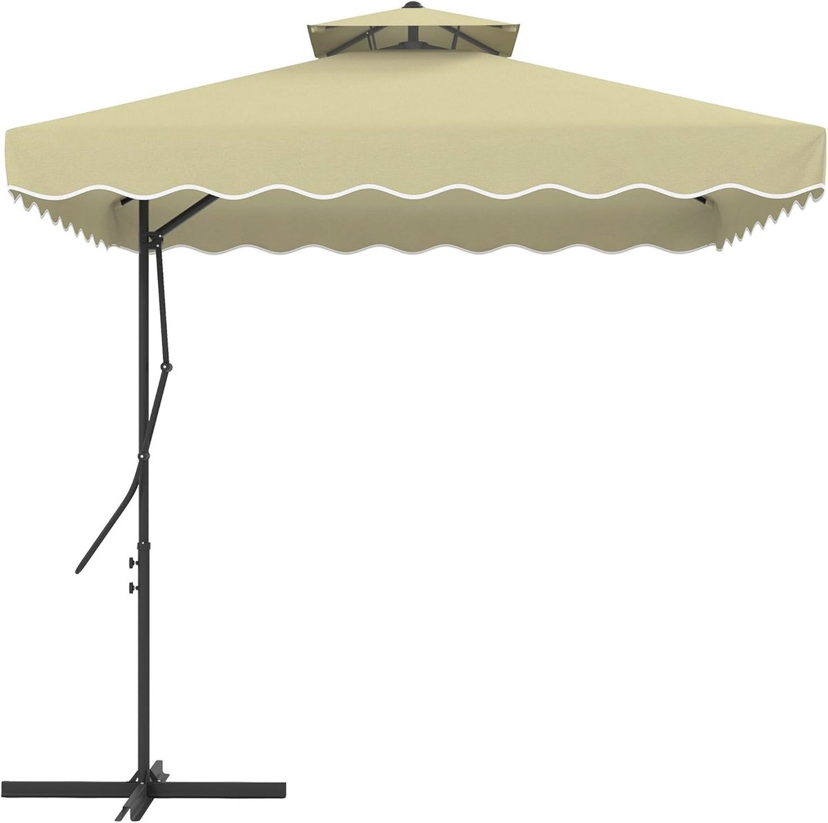 Zweefparasol 243 x 243 cm met UV-bescherming voor Tuin - Terrasparasol met Dubbel Dak en Kruisvoet (6154529560508)