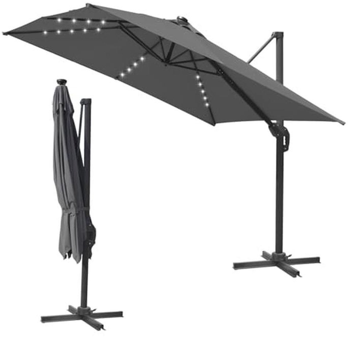 Zweefparasol 300 x 300 cm - Rechthoekig, Draaibaar & Kantelbaar - Terrasparasol met UV50+ Bescherming (9101001880156)
