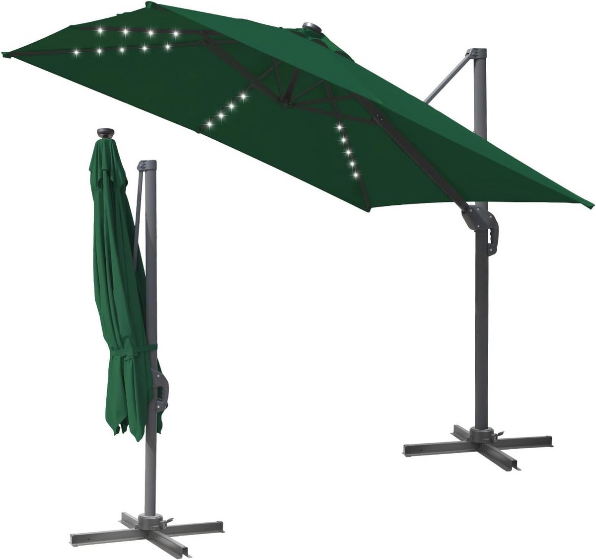 Zweefparasol 300 x 300 cm - Rechthoekig en draaibaar met UV50+ bescherming - Terras parasol voor tuin en strand (9101035329928)