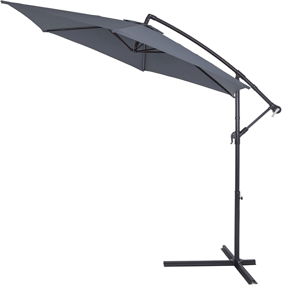 Zweefparasol Met UV-bescherming 80+ Ø 300 cm - Kantelbaar Tuinparasol Met Voet en Beschermhoes - Antraciet (6154530734745)