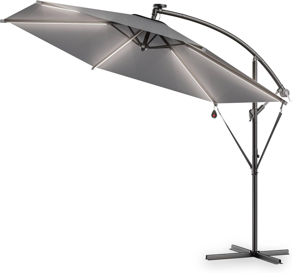 Zweefparasol met Led-verlichting en Windbescherming 330 cm - Stabiel en Kantelbaar voor Tuin en Balkon (6154530733724)