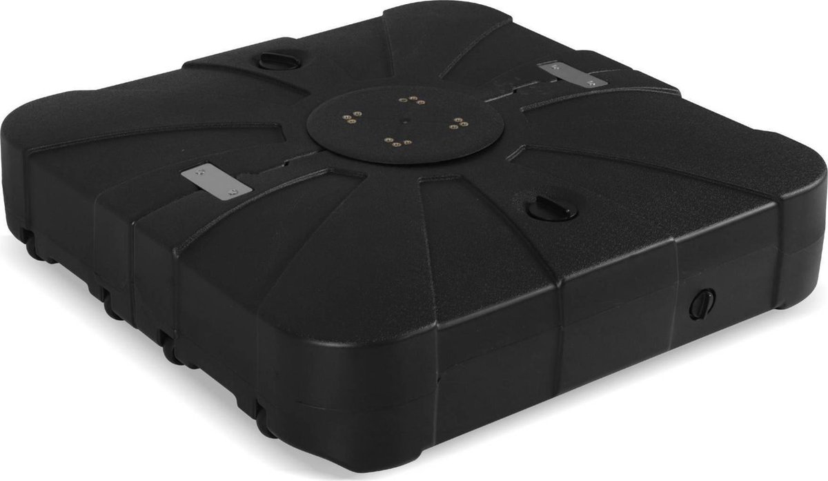 sweeek - Voet voor zweefparasol, vulbaar, 100 liter, van zwart kunststof met wieltjes - verzwaarde tegels (3760287182376)