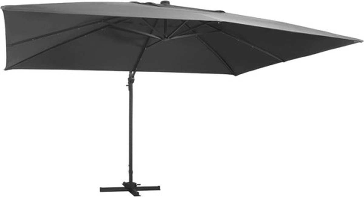 vidaXL - Zweefparasol - met - LED - en - aluminium - paal - 400x300 - cm - antraciet (8719883759074)