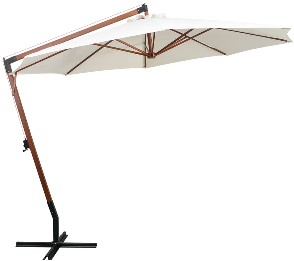 vidaXL Zweefparasol met houten paal 350 cm wit - Hangparasol - Hangparasols - Parasol - Parasols (8218465056094)