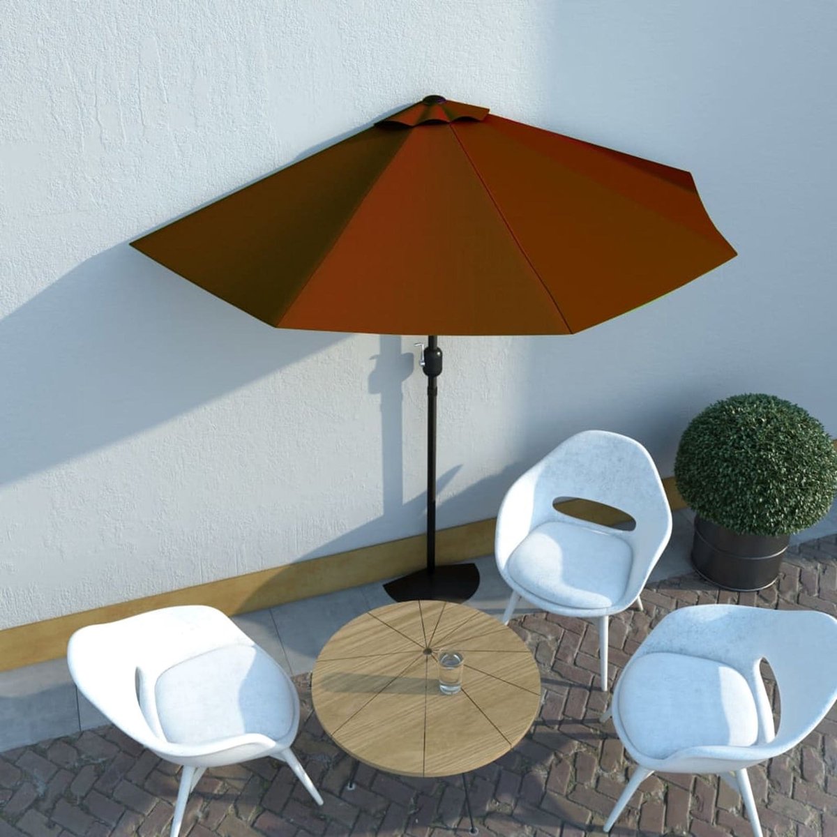 Balkonparasol - Tuinparasol - Stokparasol - Zonnescherm - Muurparasol - Grote Rechthoekige Parasol - Stevige Kunststof Paal - Waterafstotend & Eenvoudig Schoon Te Maken - 270x144x222 cm - Terracotta Rood/Bruin (8721391748853)