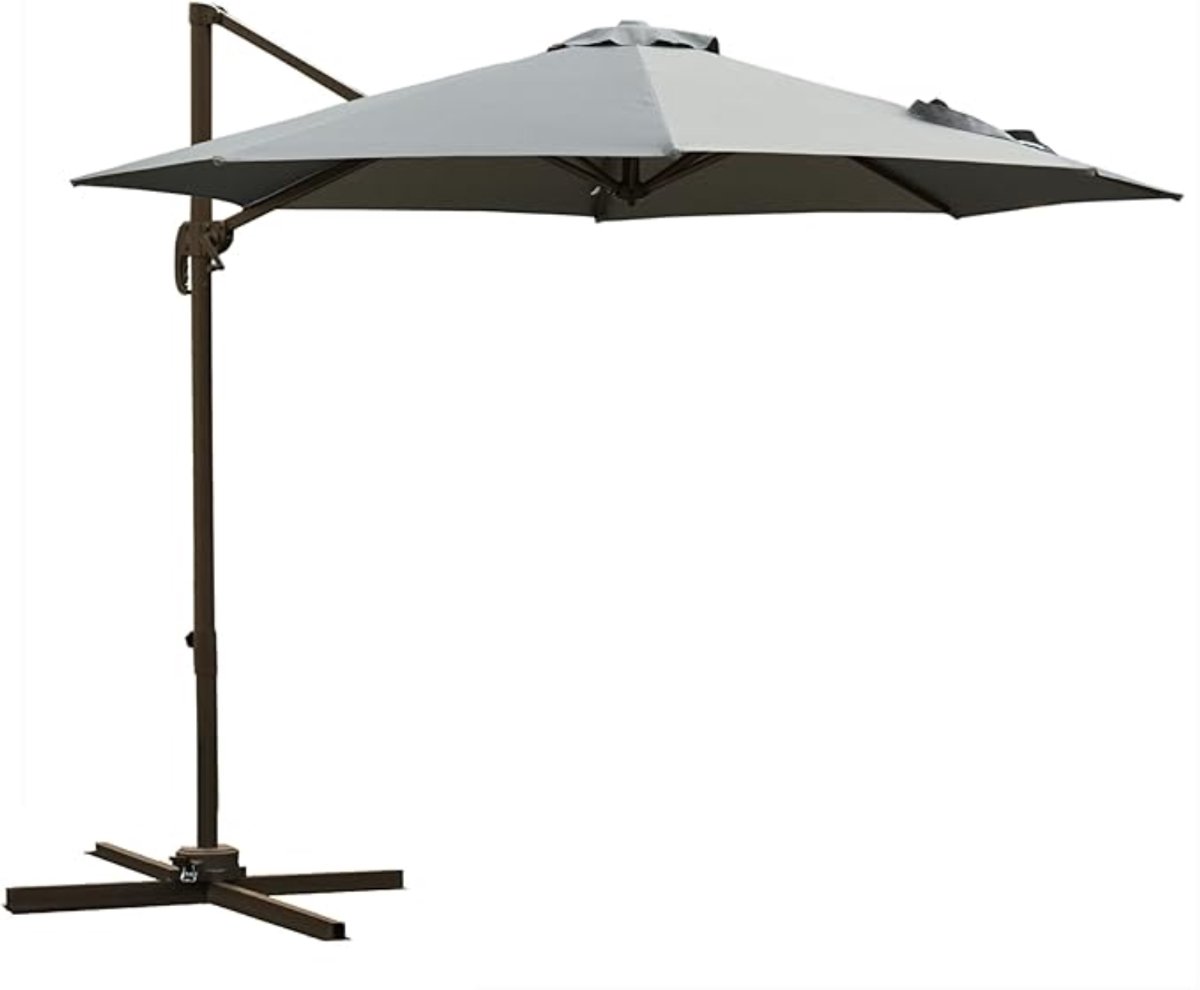 GTB® Zweefparasol met Voet - Zweefparasol - Met Voet - Grijs - 295cm x 295cm x 250cm (6152721890850)