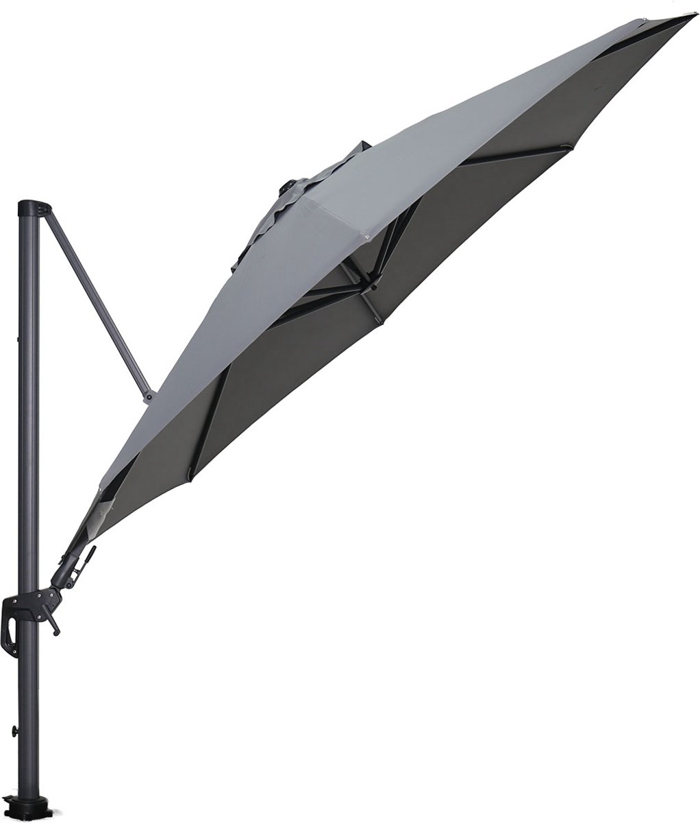 Garden Impressions Hawaii zweefparasol Ø350 cm - frame carbon black - licht grijs doek (8713002112344)