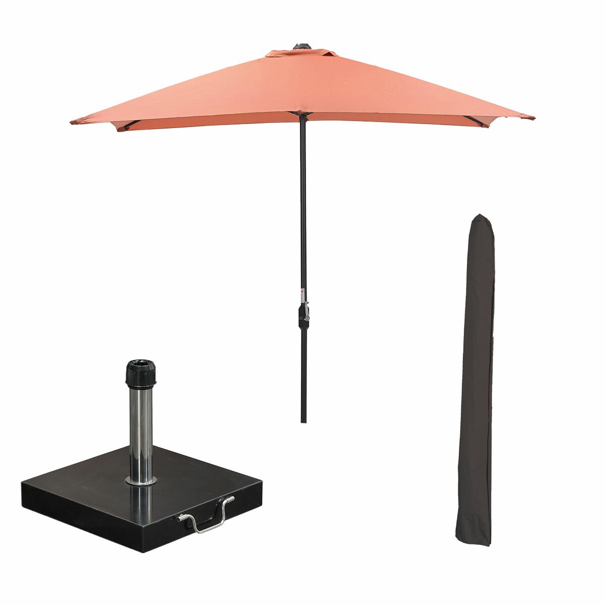 Garden Impressions Lotus stokparasol 250x250 cm - koper incl 40 kg Cosmo parasolvoet en parasolhoes (8721552303662)