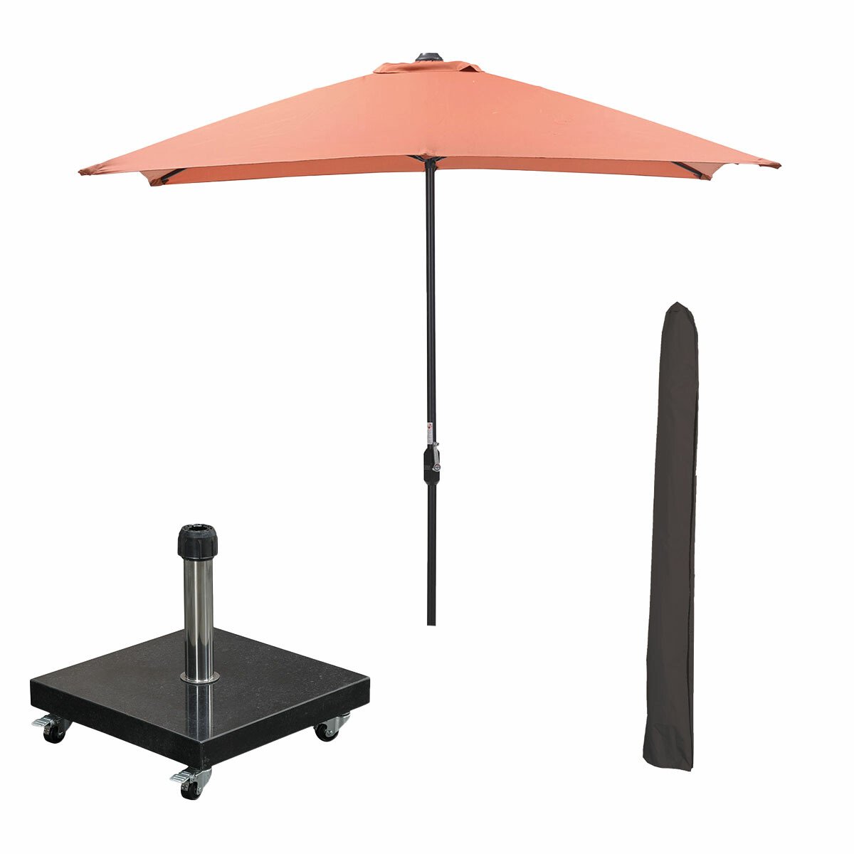 Garden Impressions Lotus stokparasol 250x250 cm - koper incl 40 kg Eureka parasolvoet en parasolhoes (8721552303518)