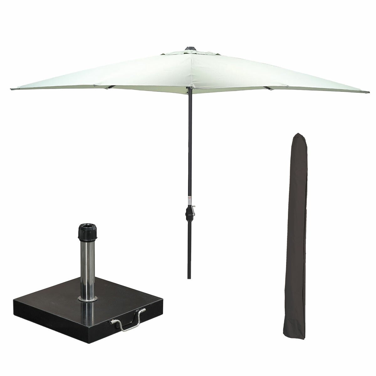 Garden Impressions Lotus stokparasol 250x250 cm - olijf incl 40 kg Cosmo parasolvoet en parasolhoes (8721552303655)