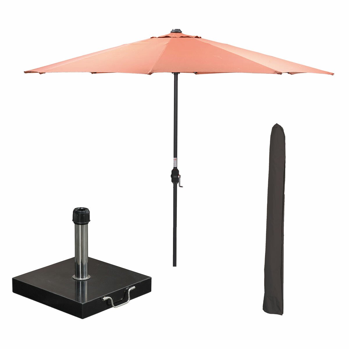 Garden Impressions Lotus stokparasol Ø300 cm - koper incl 40 kg Cosmo parasolvoet en parasolhoes (8721552303624)