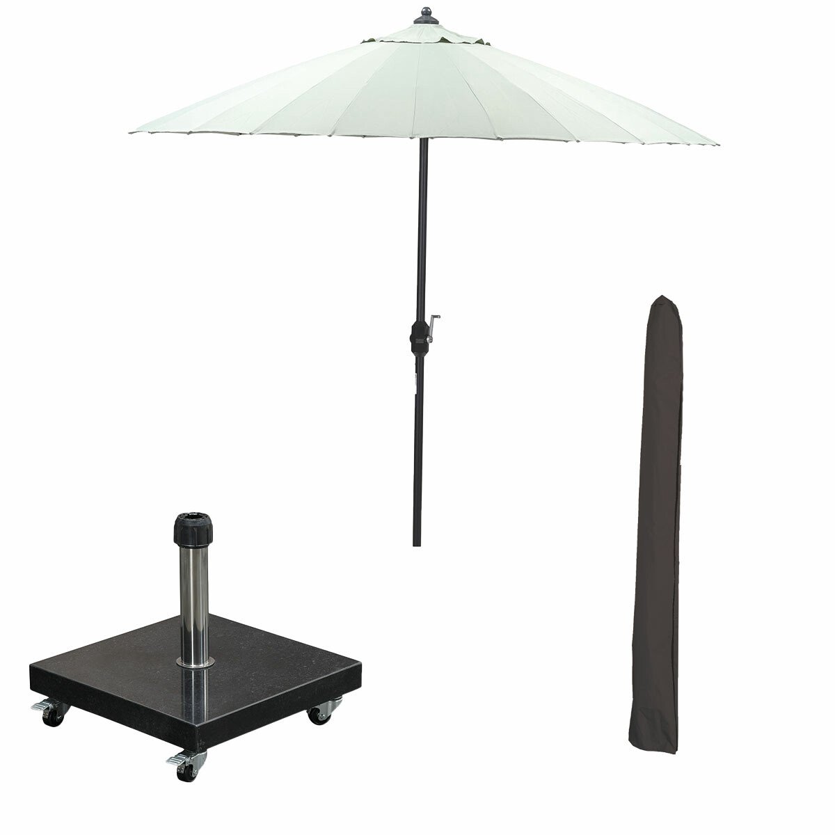 Garden Impressions Manilla stokparasol Ø250 cm - olijf incl 40 kg Eureka parasolvoet en parasolhoes (8721552303433)