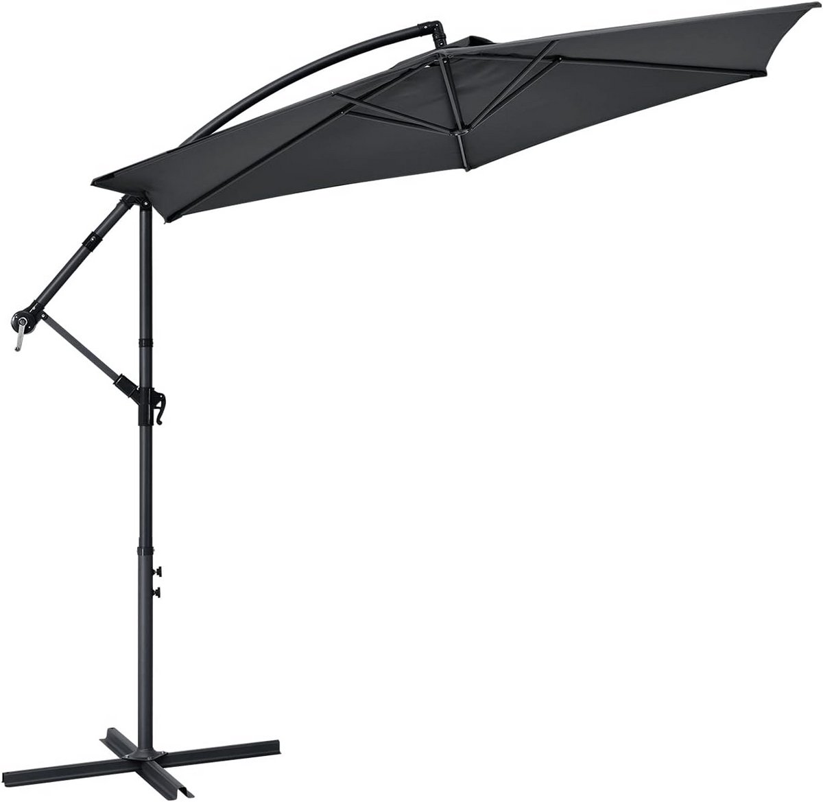 Grote Zweefparasol 350 cm Knikbaar met Voet Zonwering Balkon Terras (9101058185969)