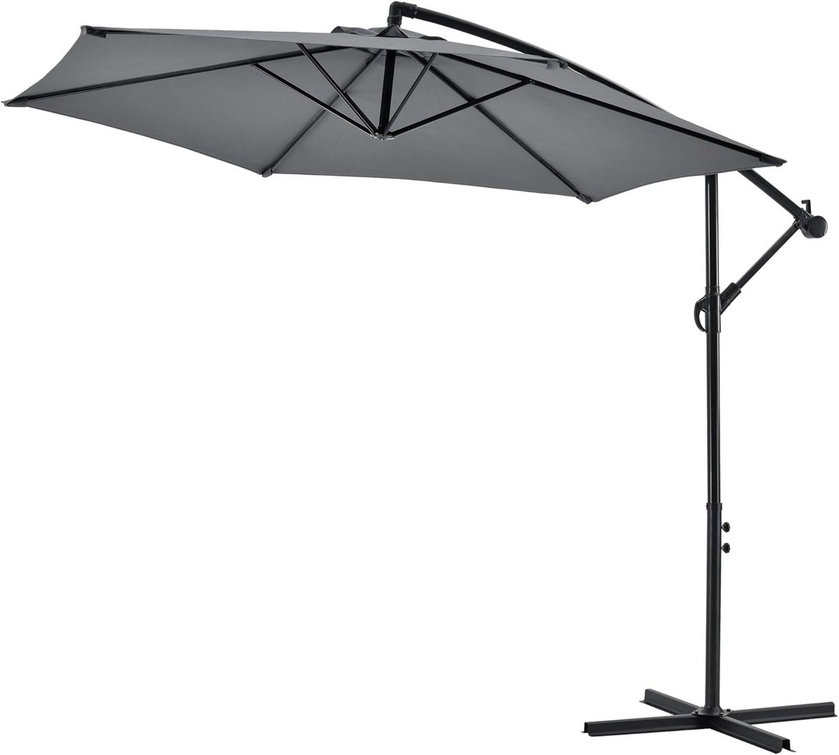 Grote Zweefparasol Ø 270 cm Grijs - Waterafstotend met Kruisvoet (9101051678031)