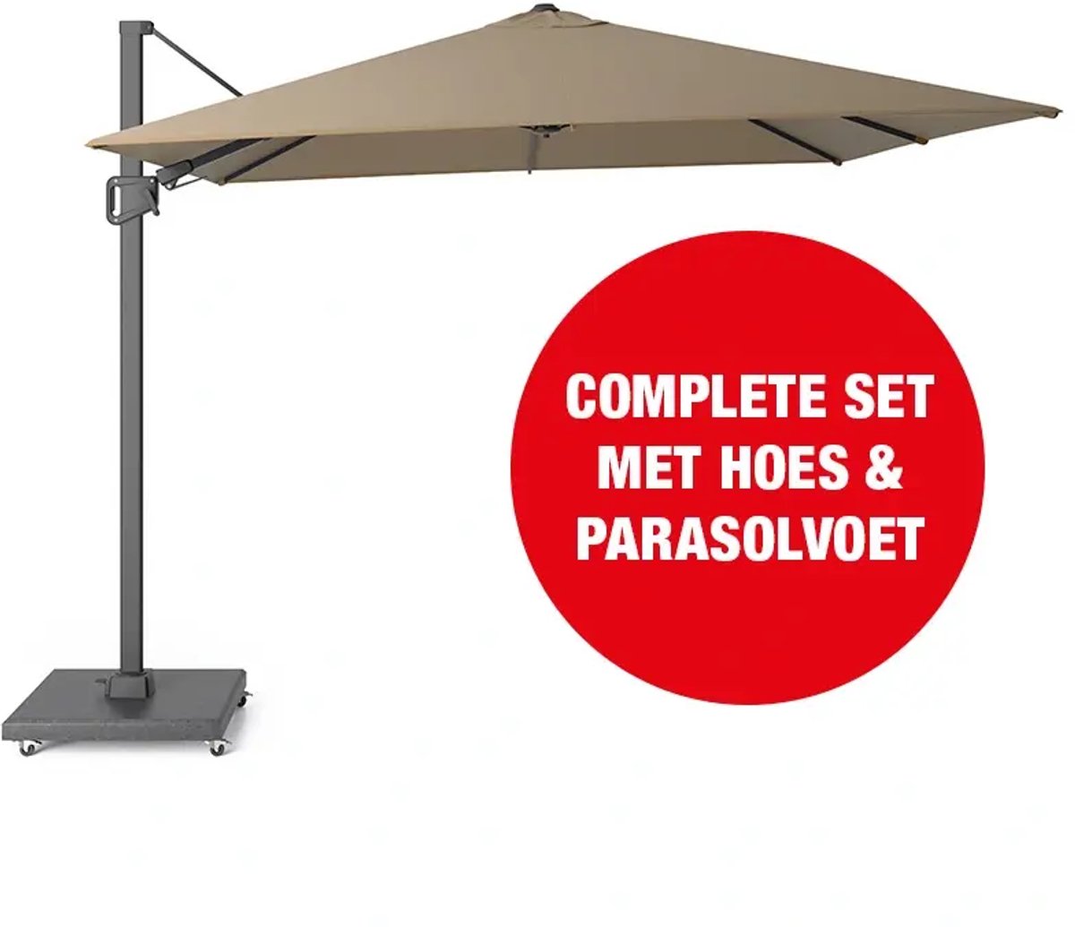 Halifax Zweefparasol Set 300x300 cm - Taupe (9900000590871)