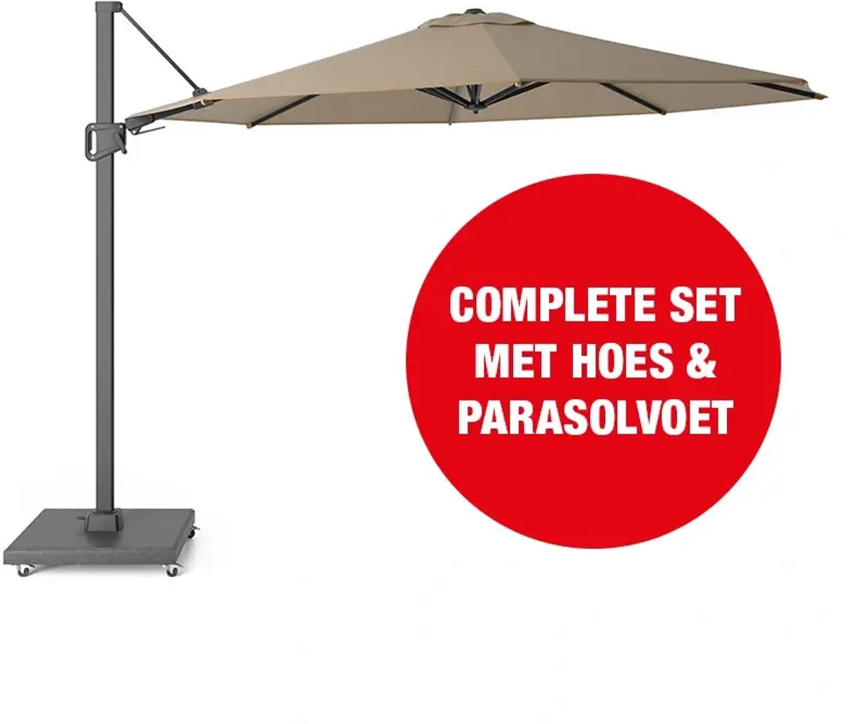 Halifax Zweefparasol Set Ø350 cm - Taupe (9900000590918)