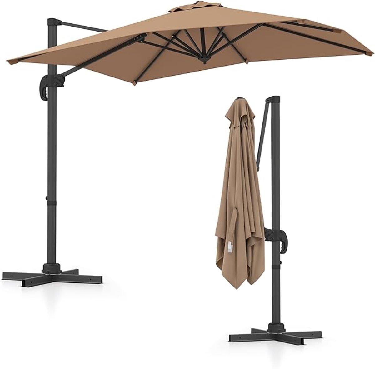 KOMFOTTEU Parasol 250 x 250 cm - zweefparasol - aluminium stang - draaibaar - kantelbaar - tuinparasol - voor tuinen en balkons (0672669337829)