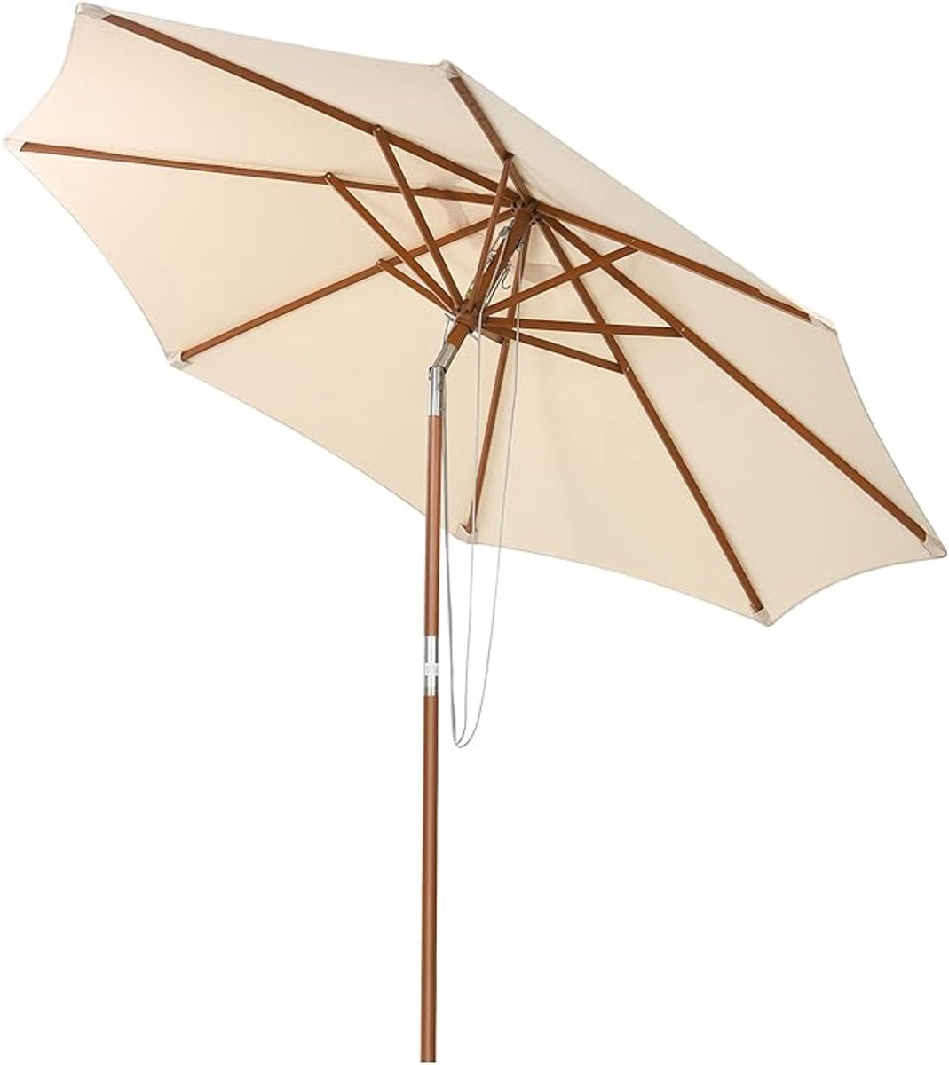 KOMFOTTEU Parasol 300cm - knikbaar - Houten paraplustok -tuinparasol - stokparasol - strandparasol - voor tuin, strand, balkon (0672669338147)