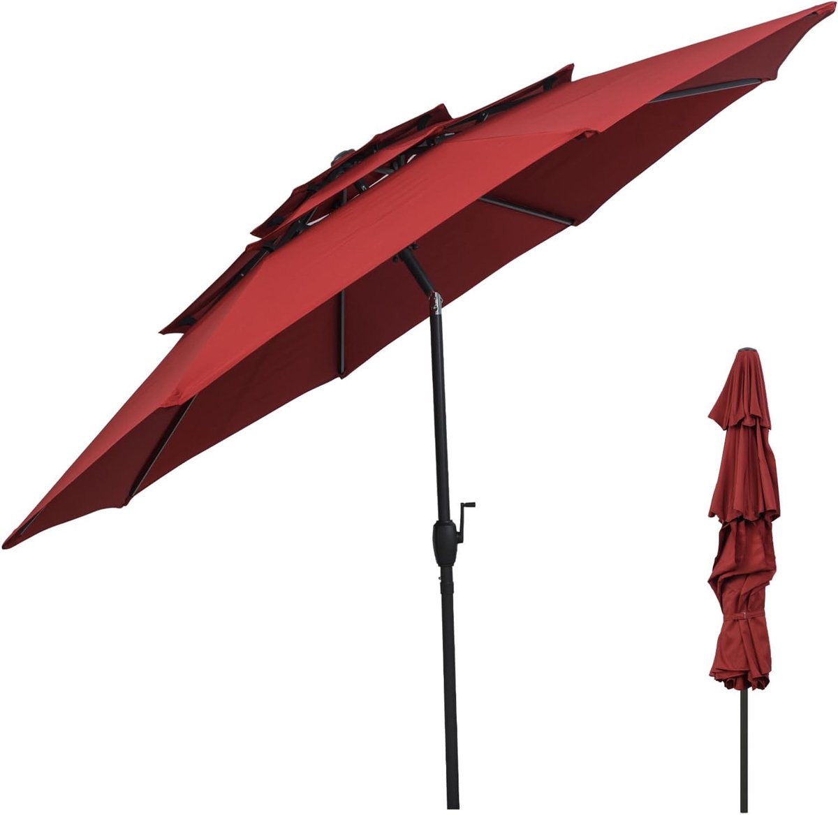 KOMFOTTEU Parasol 300cm - stokparasol - knikbaar - 3-laags Geventileerd Dak - tuinparasol - voor tuin, strand, balkon (0672669338376)