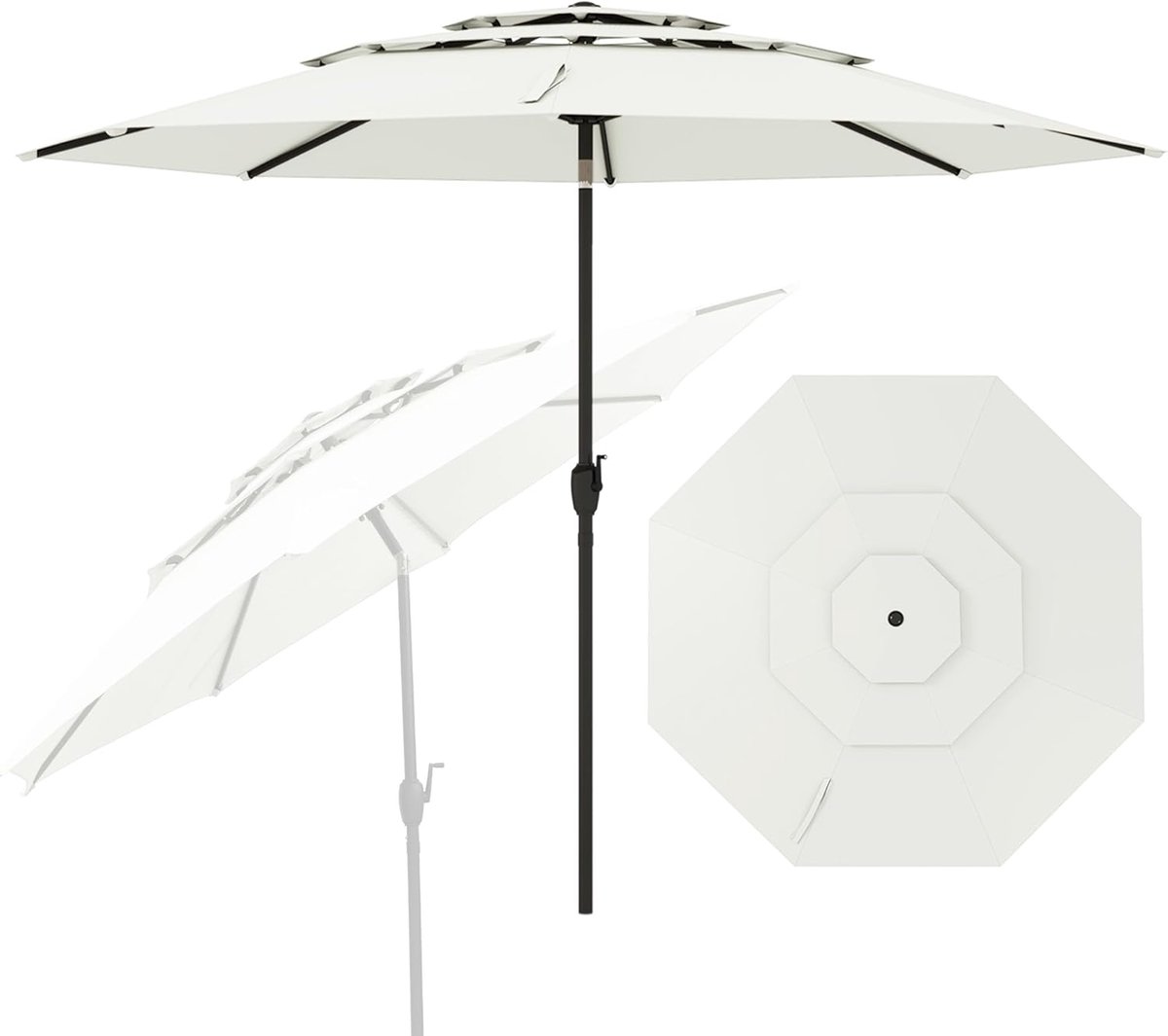 KOMFOTTEU Parasol 300cm - stokparasol - knikbaar - 3-laags Geventileerd Dak - tuinparasol - voor tuin, strand, balkon (0672669338437)