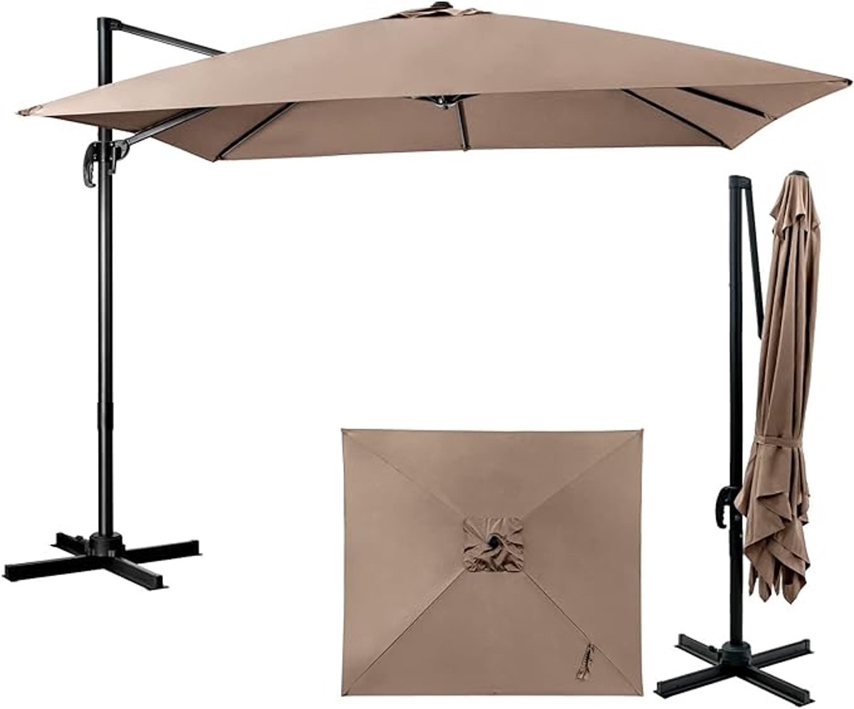KOMFOTTEU Parasol van 300 cm - zweefparasol - 360° draaibaar, tuinparasol - met UV-bescherming - voor tuinen en balkons (0672669337744)