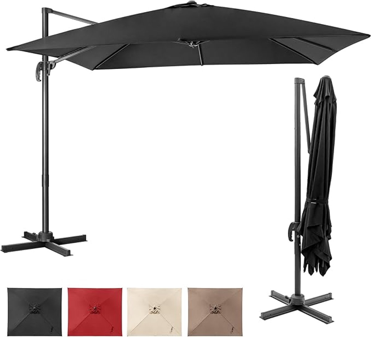 KOMFOTTEU Parasol van 300 cm - zweefparasol - 360° draaibaar, tuinparasol - met UV-bescherming - voor tuinen en balkons (0672669337751)