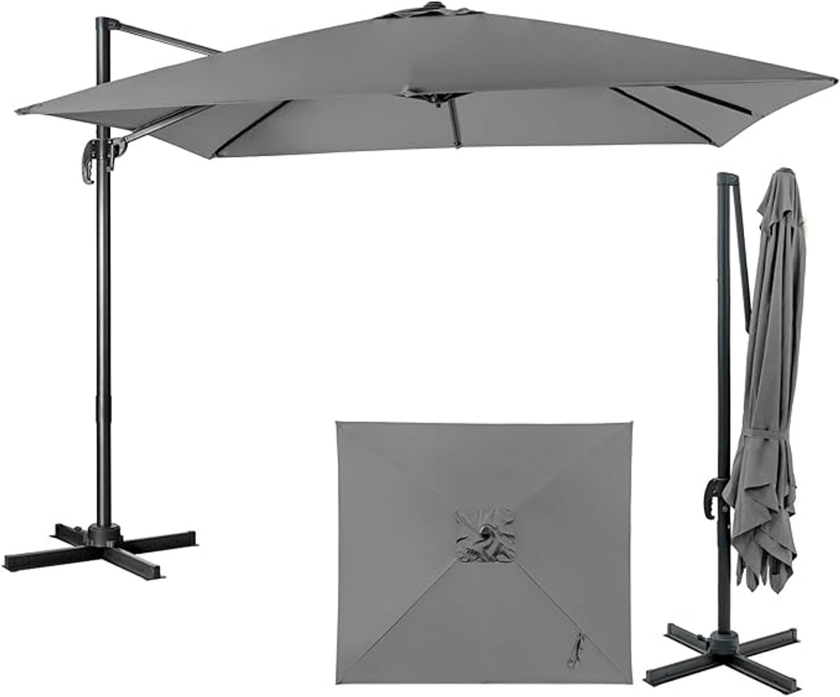 KOMFOTTEU Parasol van 300 cm - zweefparasol - 360° draaibaar, tuinparasol - met UV-bescherming - voor tuinen en balkons (0672669337768)
