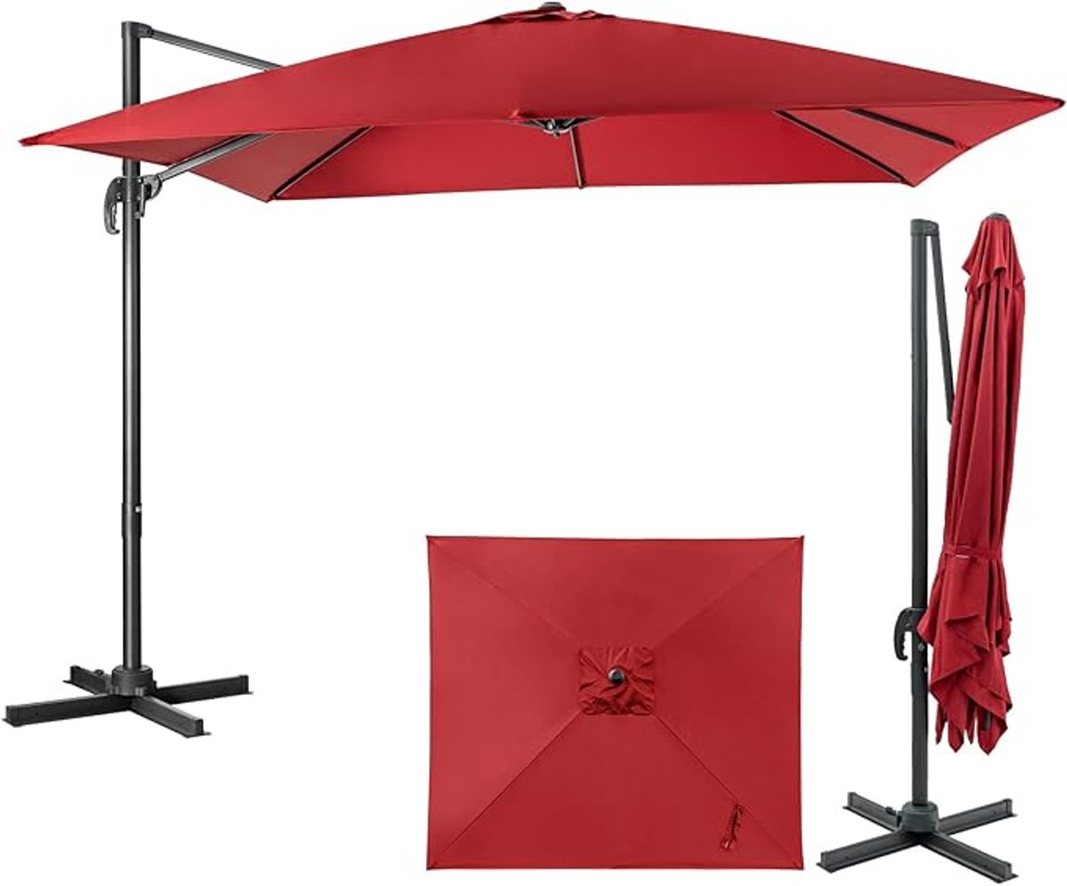 KOMFOTTEU Parasol van 300 cm - zweefparasol - 360° draaibaar, tuinparasol - met UV-bescherming - voor tuinen en balkons (0672669337775)