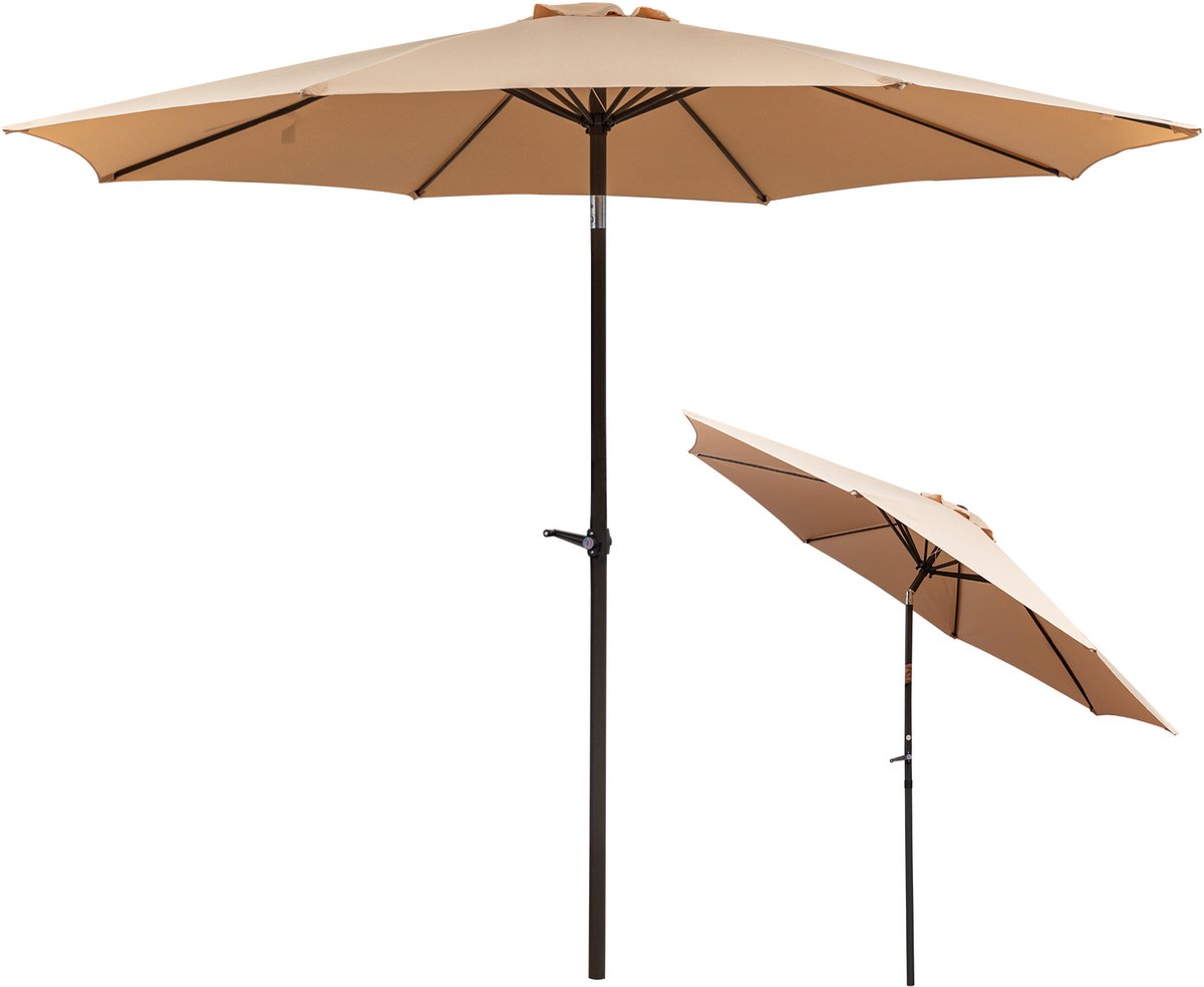 Luxe Zweefparasol 300x245 cm - Zonnescherm met Slinger & 8 Baleinen - Knikbaar & Waterafstotend - Voor Tuin & Terras - Khaki (6006143294942)