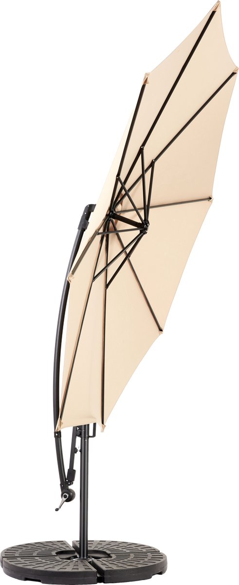 MODFU - Dubbelzijdige Zweefparasol - Met Kantelfunctie En Zwengel - Stalen Frame - Polyester Doek - Kaki - 14,8 Ft (4070864099232)