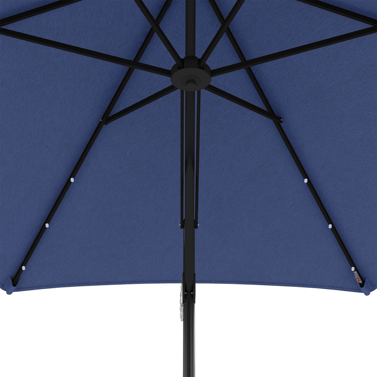 MODFU - Zweefparasol Met Led-Verlichting Op Zonne-Energie - Met Kruisvoet En Handzwengel - Staal En Polyester - Blauw - Ø290 X 260 Cm (4070864129427)