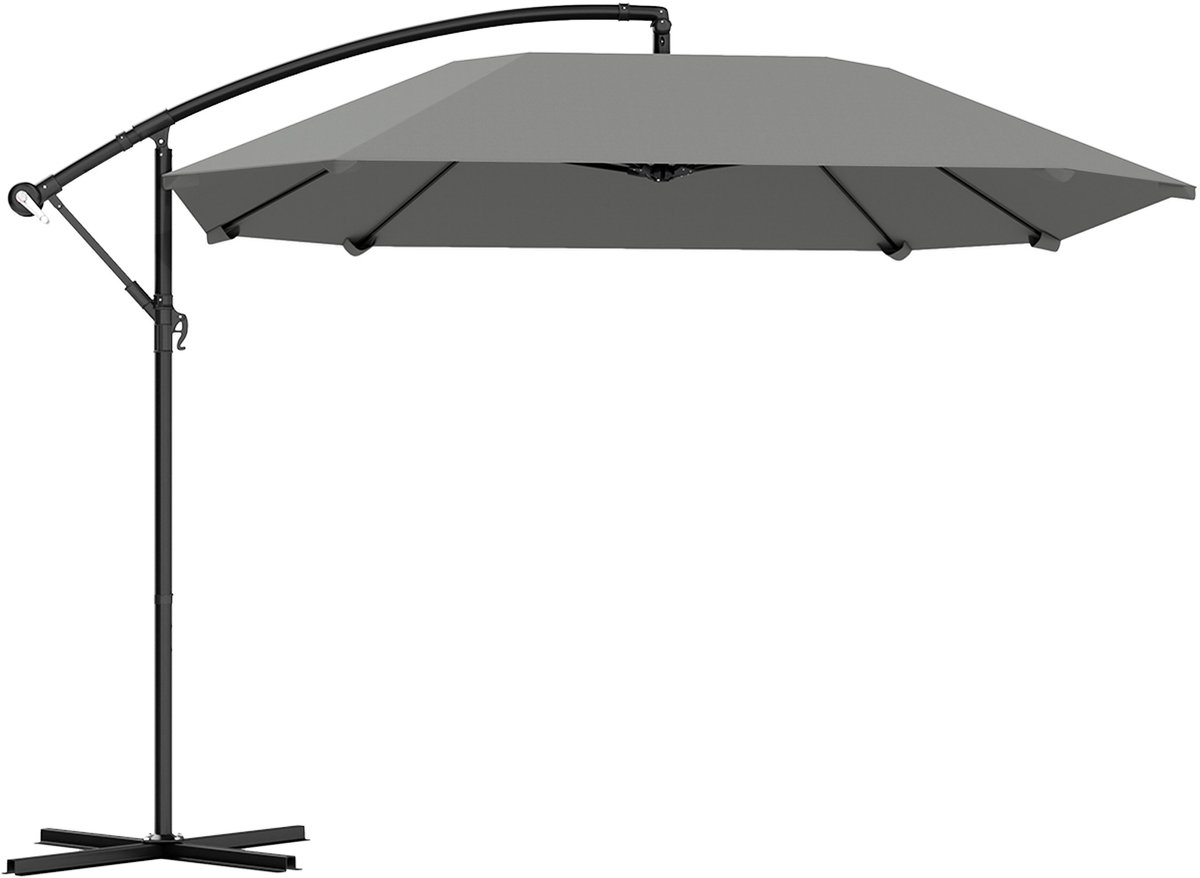 Outsunny - Zweefparasol - Polyester - 304L x 260B x 245H cm - Grijs (4255826890878)