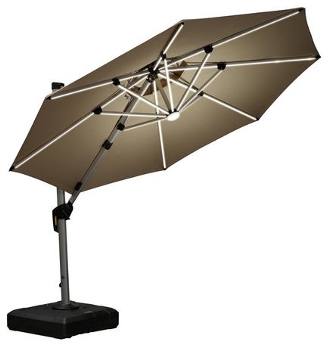 PURPLE LEAF Ronde Parasol - 360° Draaibaar - Ingebouwde LED-verlichting - UV50+ - Windbestendig - Stijlvolle Zweefparasol (8683769594540)