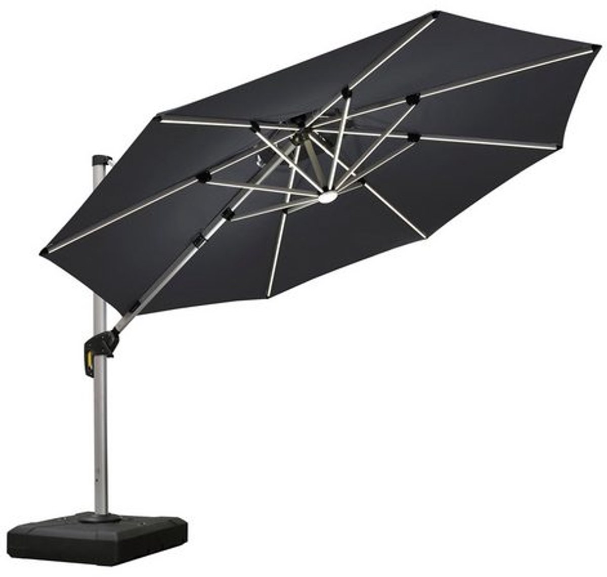 PURPLE LEAF Ronde Parasol - 360° Draaibaar - Ingebouwde LED-verlichting - UV50+ - Windbestendig - Stijlvolle Zweefparasol (8683769594557)