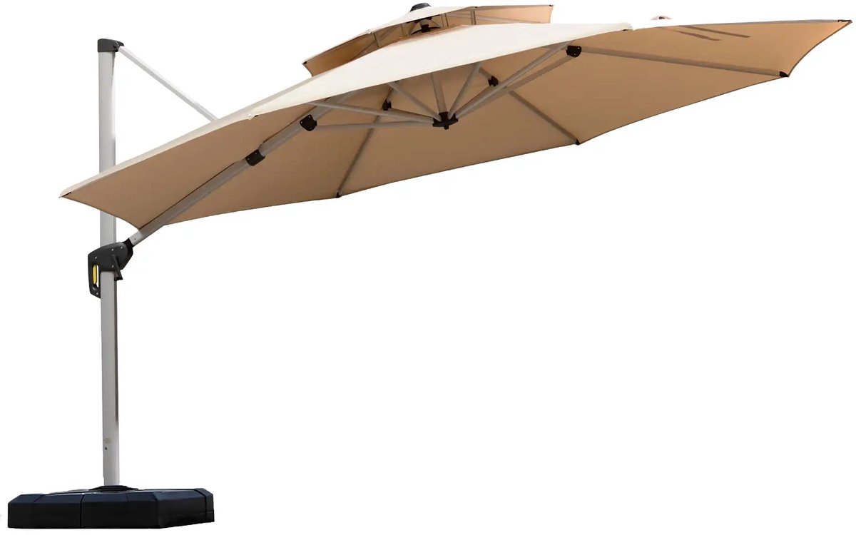 PURPLE LEAF Ronde Parasol - Dubbel Top - 360 °Graden Rotatie - UV werend doek- Windbestendige Zweefparasol (8683769594731)