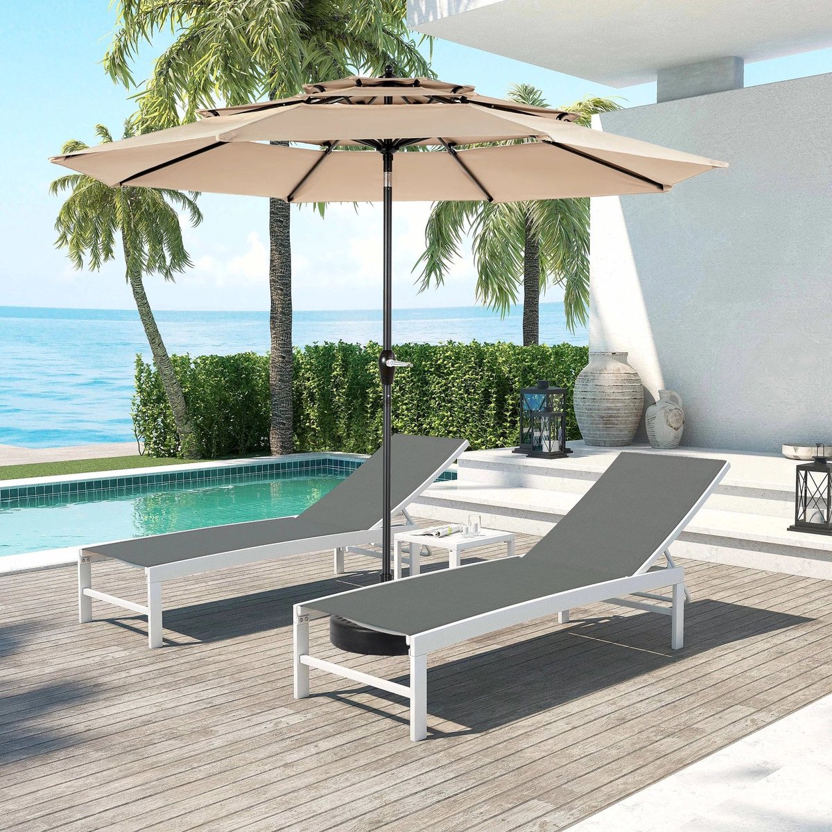 Parasol - Tuinparasol - Buitenshuis Parasol - Stokparasol - Aluminium Frame - UV Bescherming - Kantelbaar (8721391852796)