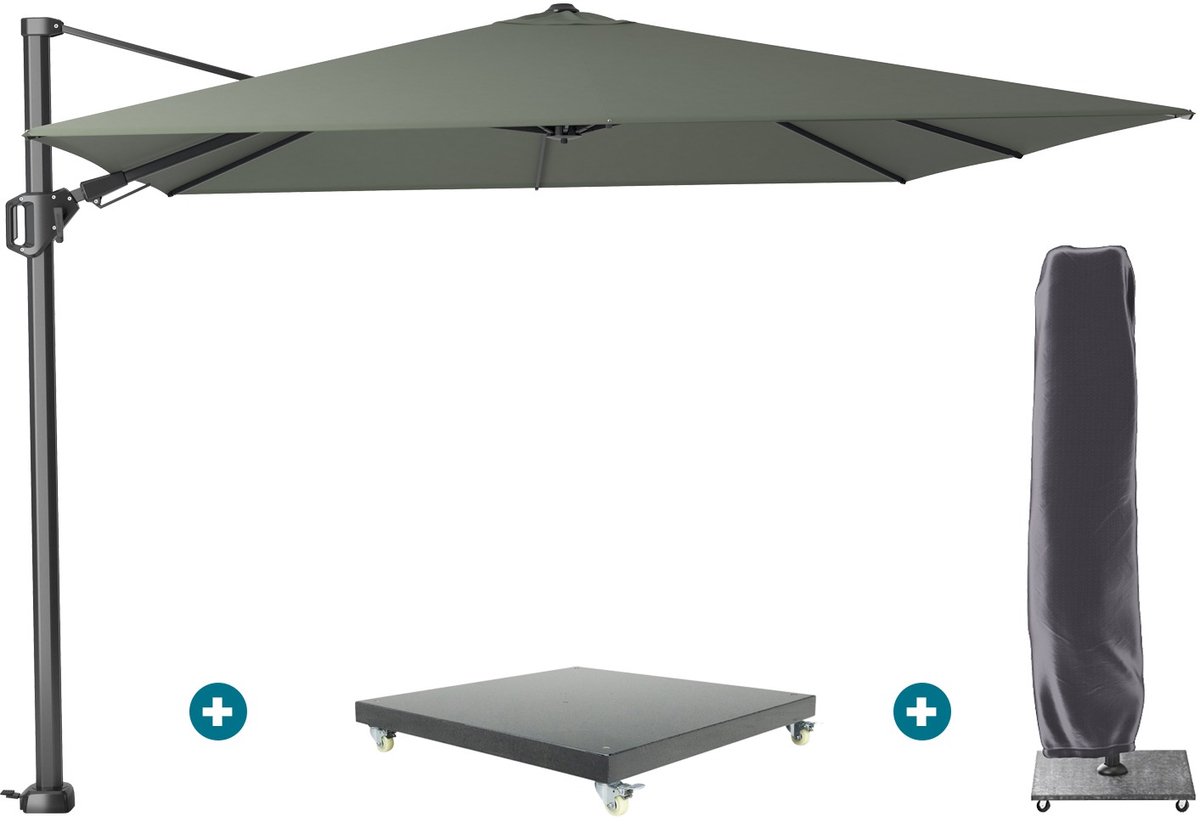 Platinum Challenger Zweefparasol T2 3x3 m - Olijf met Marbella voet en hoes (6154121166115)