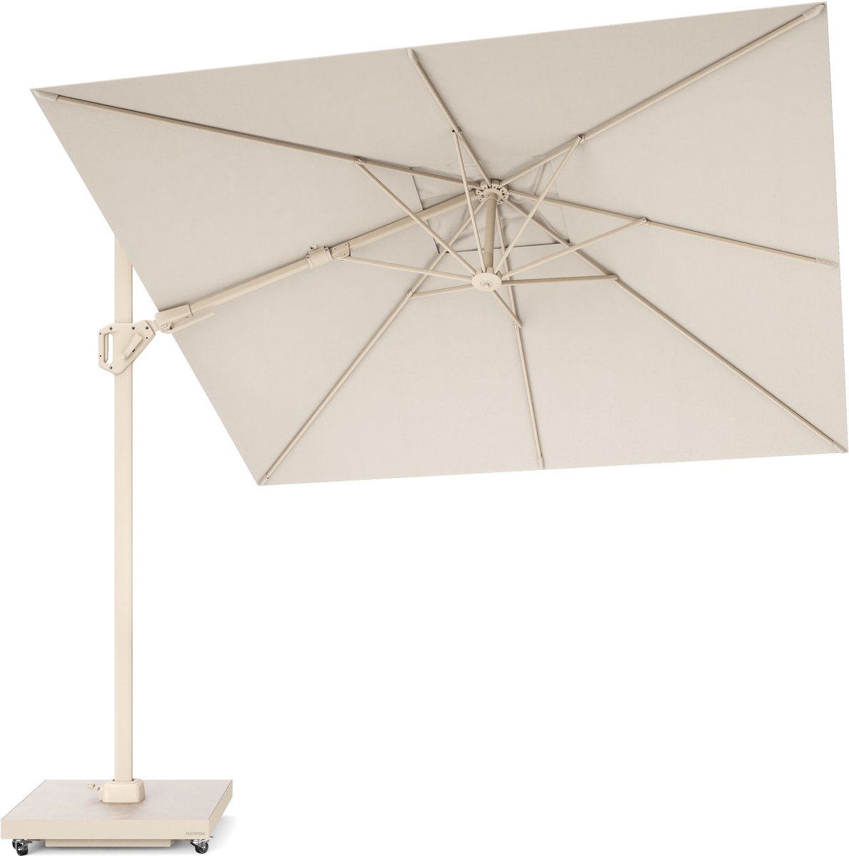 Platinum Sun & Shade - Zweefparasol - Voyager T² - 270x270 cm - Sandstone look - Ivory - Dubbel Kantelbaar - 360° Draaibaar - 96% UV protectie (8721077131573)