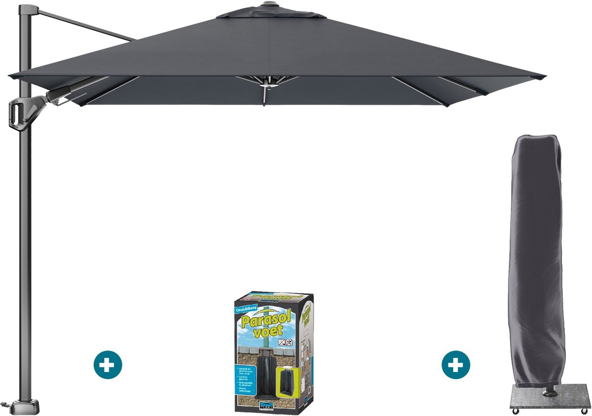 Platinum Voyager zweefparasol T2 2,7x2,7 m. - Faded Black met ingraafvoet en hoes (6154121299226)