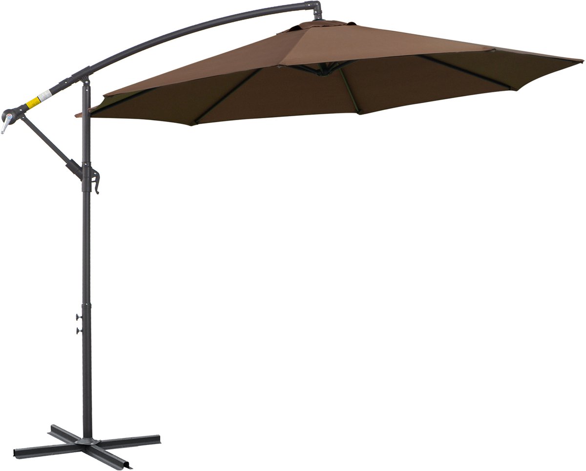 REDOM - Zweefparasol - Met Handslinger En Vrijstaand - Voor Tuin En Terras - Staal - Bruin (4070866129203)