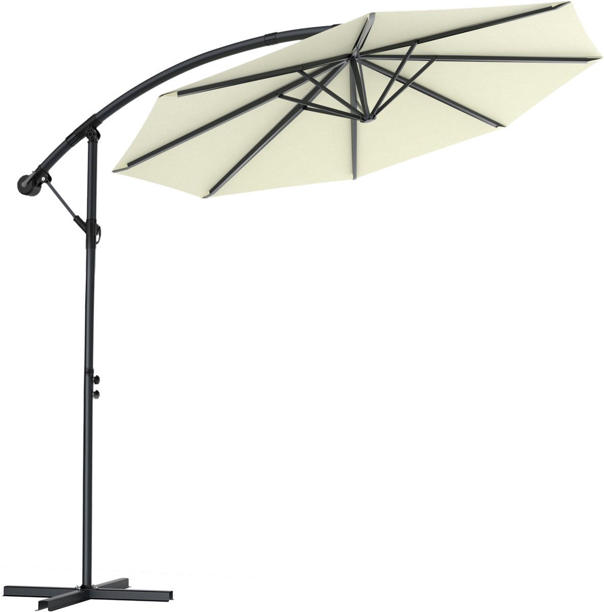 Soontrans - Zweefparasol Kantelbaar - 3m Parasol - Tuinparasol met voet - Balkonparasols Aluminium Frame - Strandparasols Polyester - Voor Tuin Terras Balkon - Beige (9324622992477)
