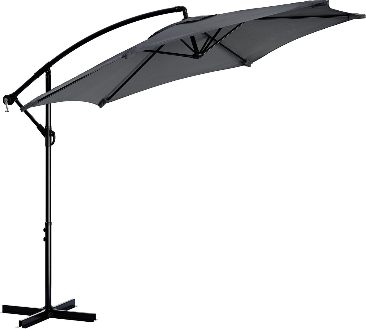 Tristar PA-7905 - Zweefparasol - 300cm Rond - Tuin - Waterdicht - Verstelbare Hoogte - Incl. kruisvoet & Beschermhoes - Antraciet (8711658527017)