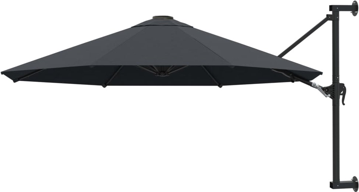 WandParasol | Zonnescherm | Tuinparasol met metalen paal 300 cm antraciet (6932537147016)