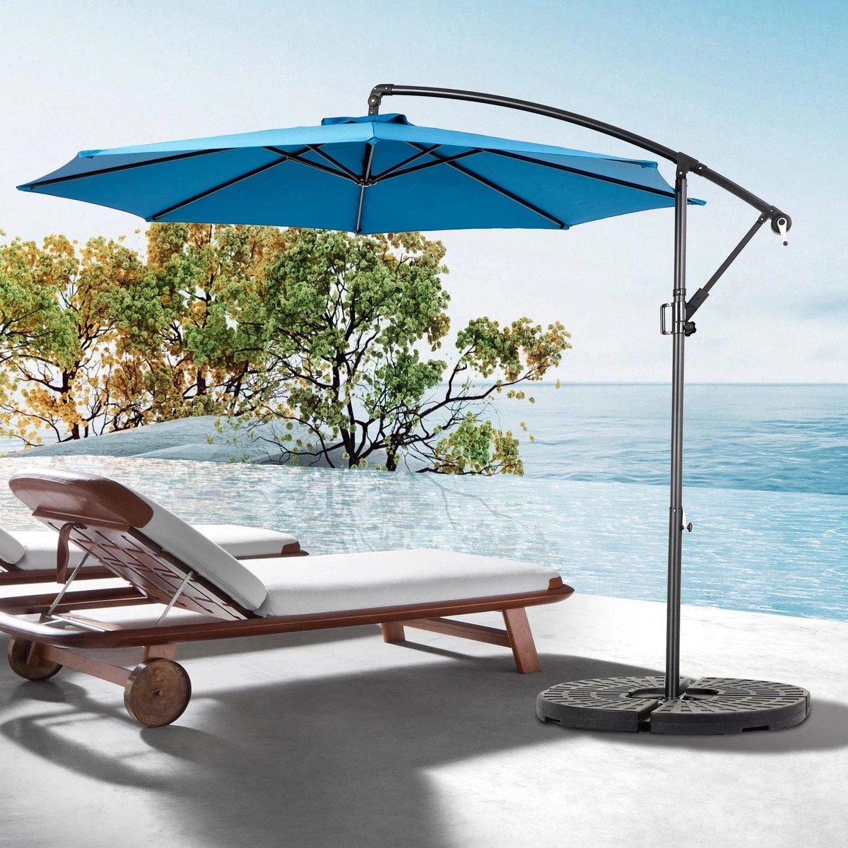 Zweefparasol - Hangparasol - Tuinparasol - Terrasparasol - Ø 2,6 Meter - UPF50+ Bescherming - Roestvrije Stalen Paal (8721391852277)