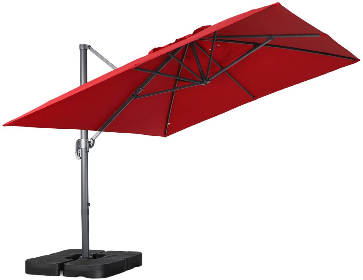 sweeek - Rechthoekige zweefparasol 4x3m + ballasttegels 50x50cm - wimereux + fixeo (3701672531577)