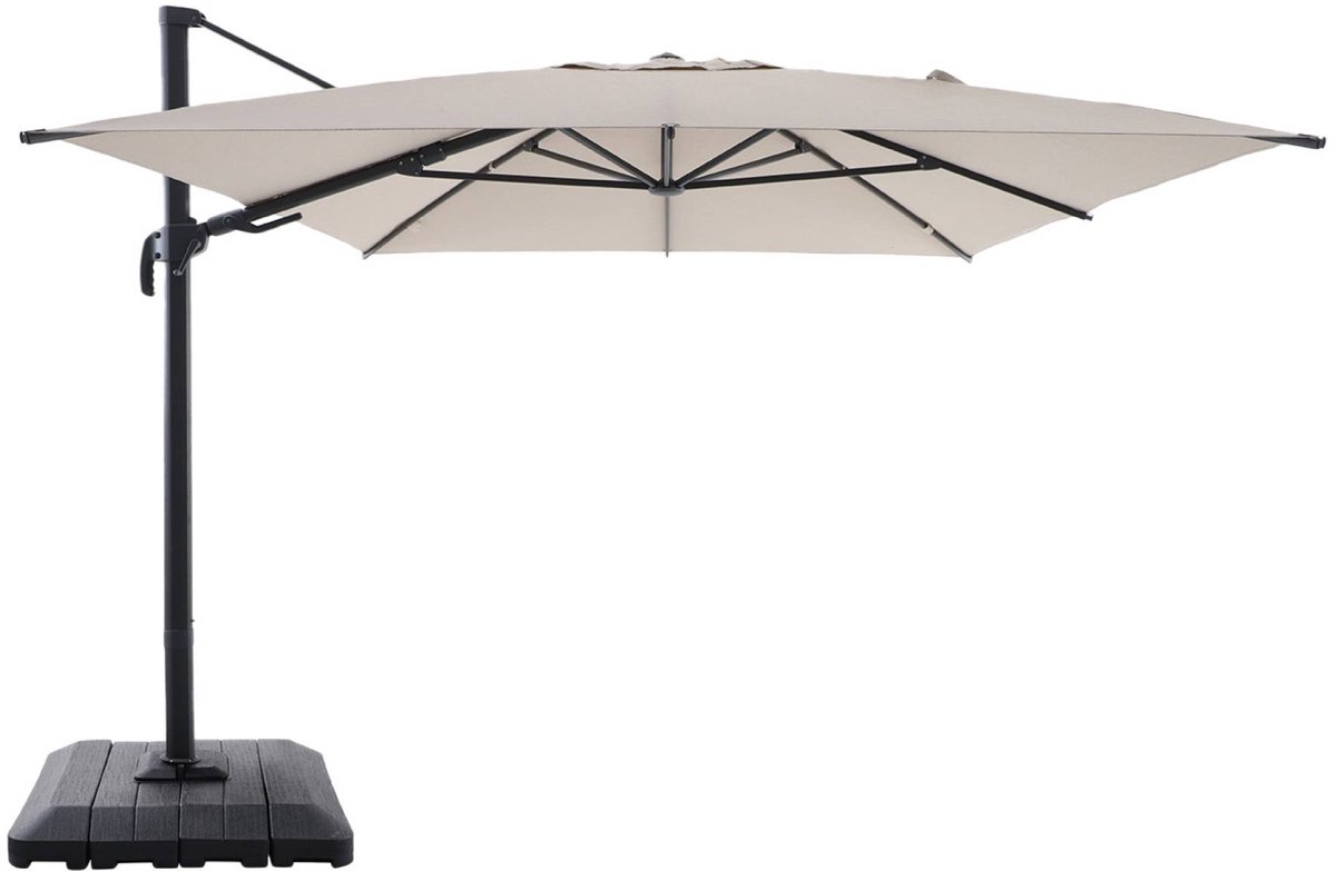 sweeek - Rechthoekige zweefparasol 4x3m + hoes en ballasttegels 98x98cm - ombrea (3701672531461)