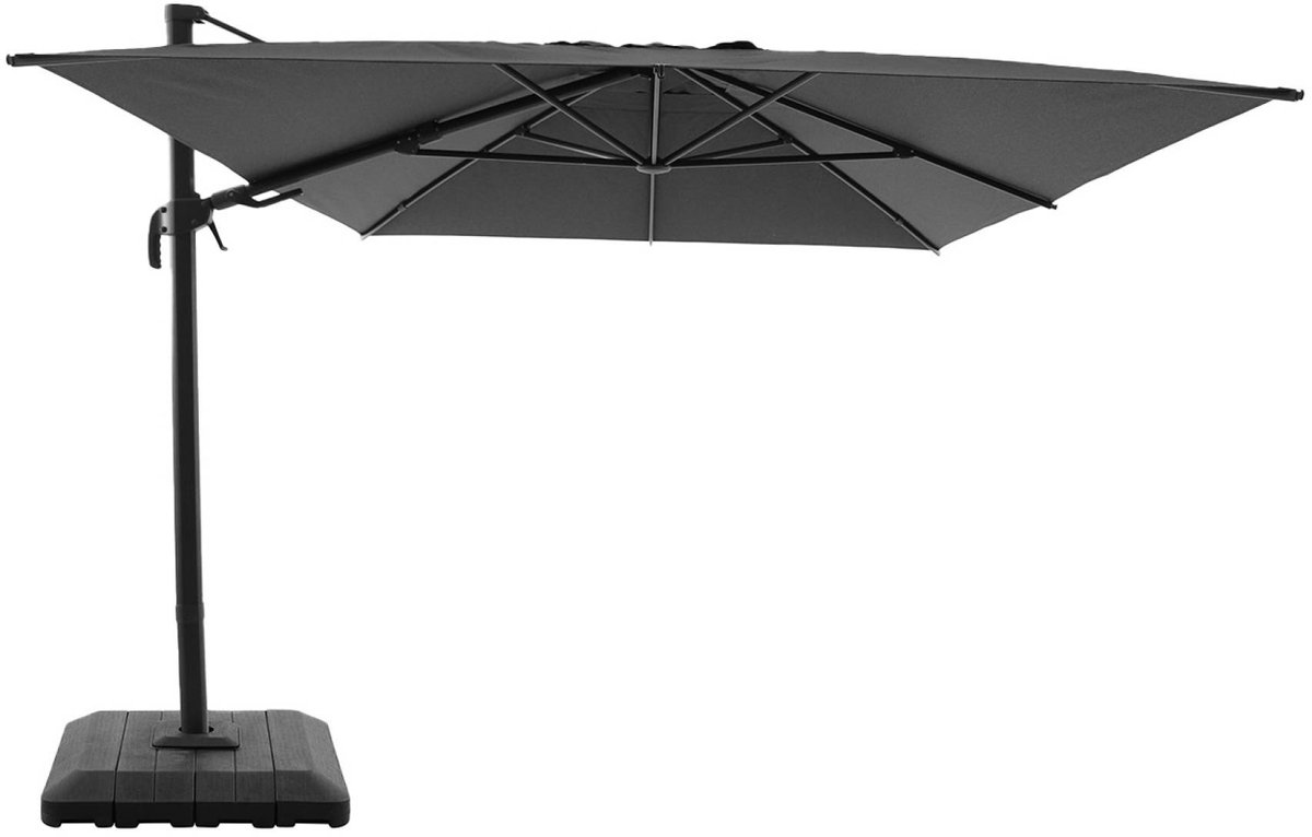 sweeek - Rechthoekige zweefparasol 4x3m + hoes en ballasttegels 98x98cm - ombrea (3701672531478)