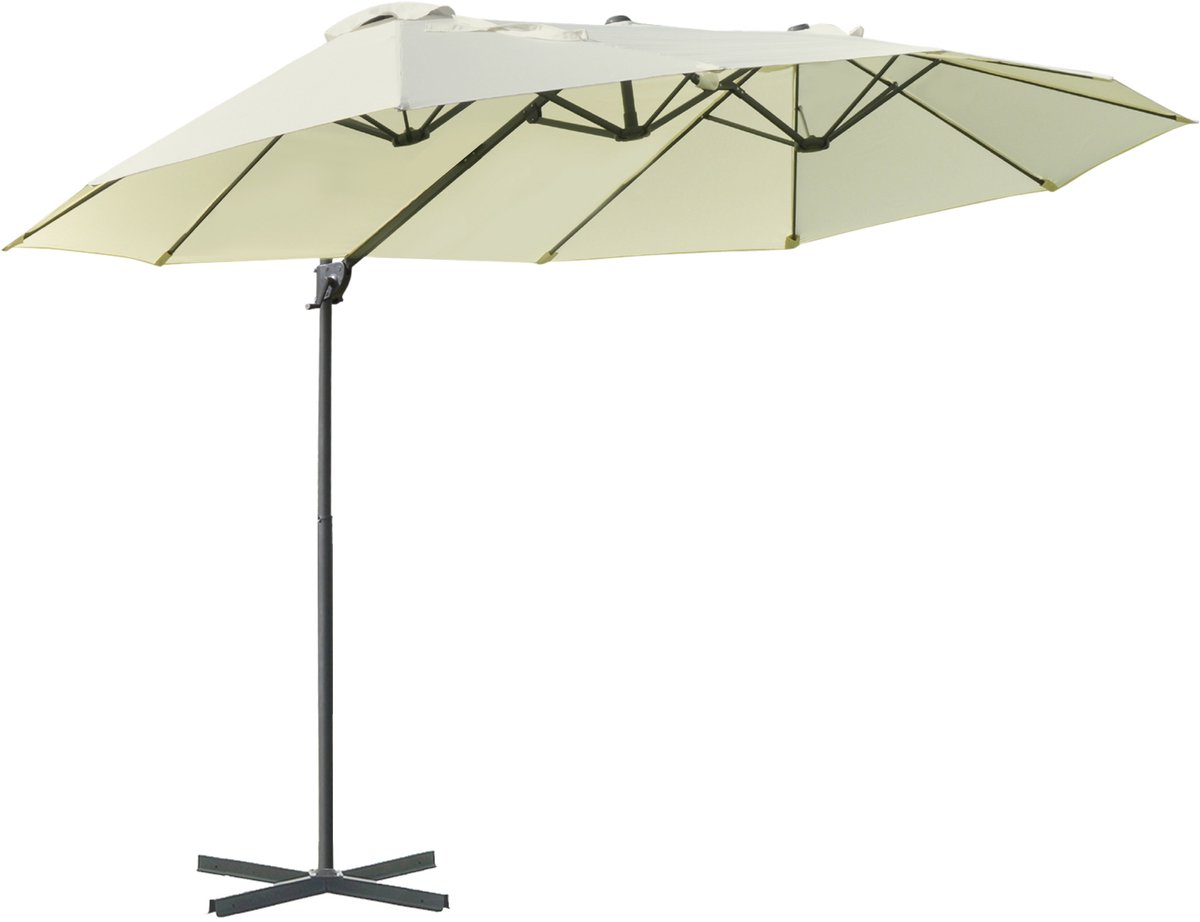 4goodz Duo Parasol Zweefparasol met Draaihendel 440x270x250 cm - Crème (6013917622672)